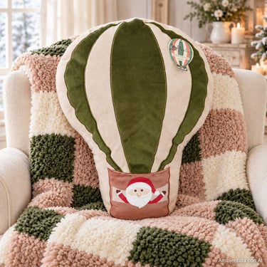 cuscino mongolfiera con babbo natale L'Atelier17